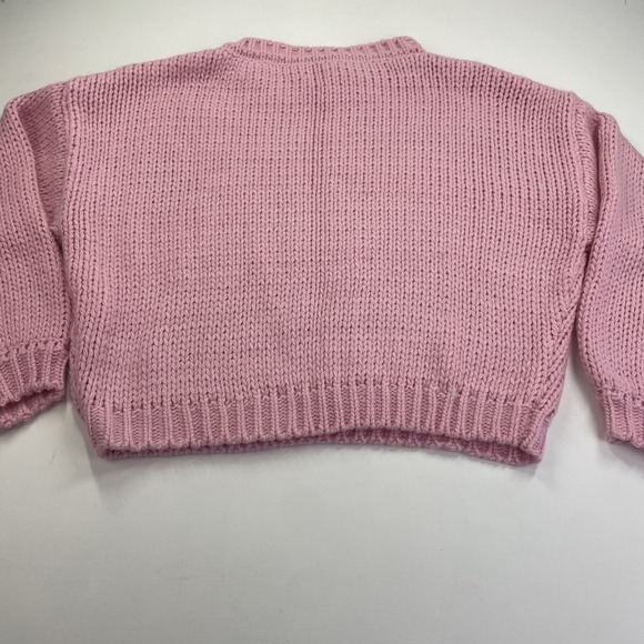 NWT PEPPERMAYO Women's Oversized Sweater M/L Pink Cable Bishop Sleeve - Picture 8 of 13